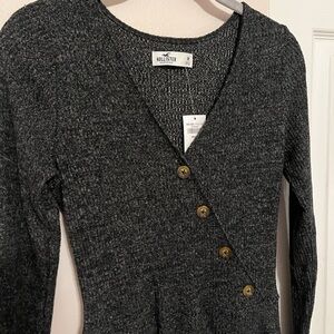 Hollister Charcoal Knit Cardigan Dress